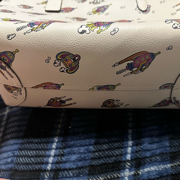 Coach White Limited Edition Rocket Print City Tote Bag - Picture 4 of 12